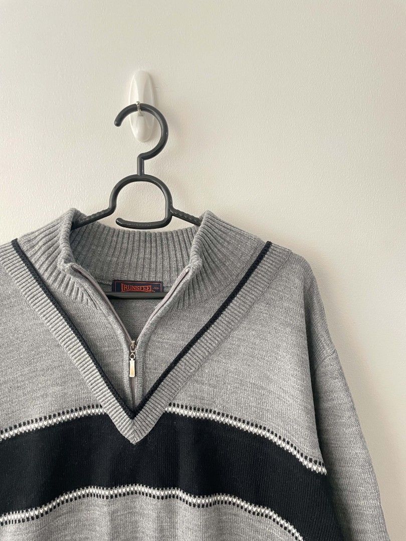 Gray Knitted Qzip Sweater (Category: Coats, Jackets and Outerwear) located in Quezon City. Submitted by mariaplusmoshi (Listing ID 1466164263, Image 2). Description: deets alr posted 📍Ever, Commonwealth, Q.C MOP: Gcash Lalamove/J&T.