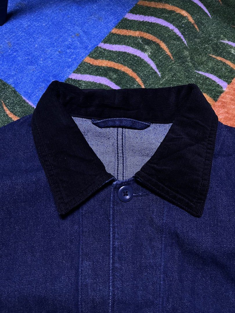 GU Denim Chore Jacket (Category: Coats, Jackets and Outerwear) located in Paranaque City. Submitted by nifty_goodies (Listing ID 1466188834, Image 3). Description: GU Denim Chore Jacket - corduroy collar Measurements (inches) Size on tag - L Width - 24” Length - 29” Shoulders - 20” Sleeve Length - 24” Condition - excellent Issue - none .