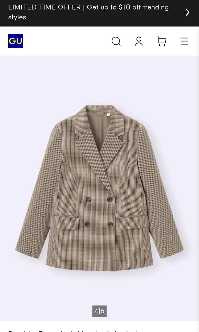 GU Women’s Checked Blazer Jacket – Size S (Category: Coats, Jackets and Outerwear) located in Mabalacat. Submitted by thriftarcadeph (Listing ID 1466282511, Image 1). Description: ✨ Brand: GU 👩 For Women 📏 Size S / Small 🤎 Brown/gray checked pattern 🧥 Double-breasted design 🔘 4-button front 👜 Front flap pockets 📐 Approx. 20" pit-to-pit 📐 Approx. 27" length ✨ Good pre-loved condition 💰 ₱450 only + shipping 🔥 Stylish, classy & easy to pai