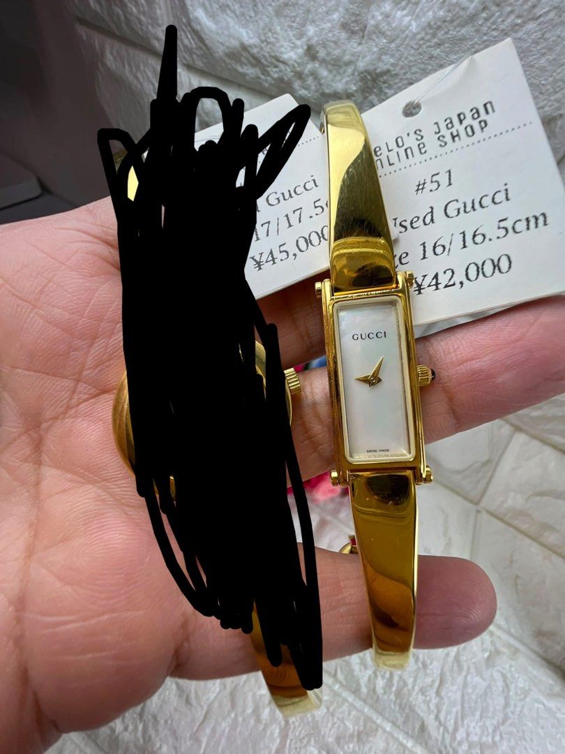 Gucci 1500L Gold Watch (Category: Luxury Watches) located in Rizal. Submitted by sanjane923 (Listing ID 1460922395, Image 3). Description: - Authentic Gucci 1500L Watch - Swiss Made - Stainless Steel - Rectangular Face with Cream Dial - Signature Gucci Horsebit Band Detail.