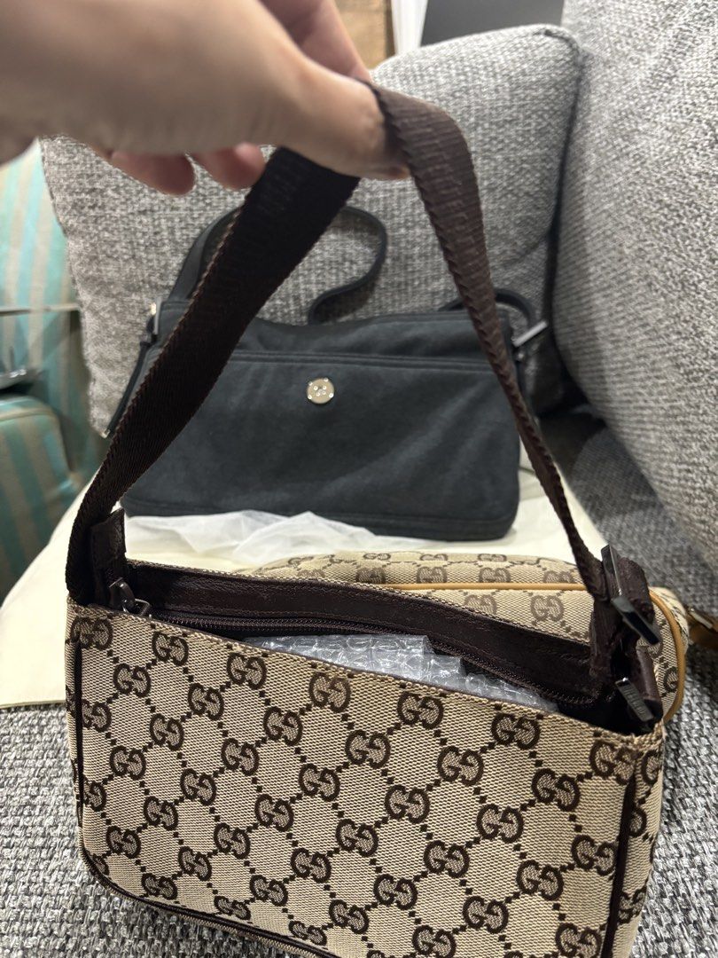 Gucci Beige GG Canvas Mini Bag (Category: Luxury Bags & Wallets) located in Makati City. Submitted by melanieala71509 (Listing ID 1466325828, Image 2). Description: Preloved Gucci Beige GG Canvas Mini Shoulder Bag bought in japan dustbag price: 16k .