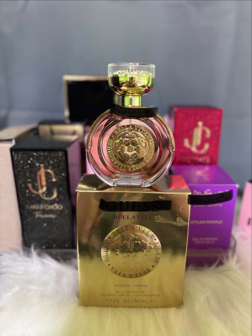 Guess Bella Vita Eau de Parfum 50ml (Category: Fragrance & Deodorants) located in Davao. Submitted by airadspbls (Listing ID 1466329989, Image 1). Description: - Authentic Guess Bella Vita fragrance - Size: 50ml / Natural Spray - Elegant gold packaging featuring the iconic floral medallion design - Topped with a stylish clear cap with gold accents - Versatile scent: great for daily use or special night outs - Perfect addition to your perfume coll