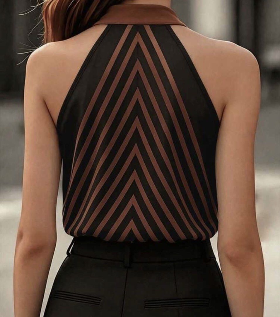 Halter Sleeveless Striped Top (Category: Sleeveless) located in Iloilo. Submitted by dabyladaby2 (Listing ID 1466269181, Image 2). Description: Bust - 35in Length- 21.7 in.