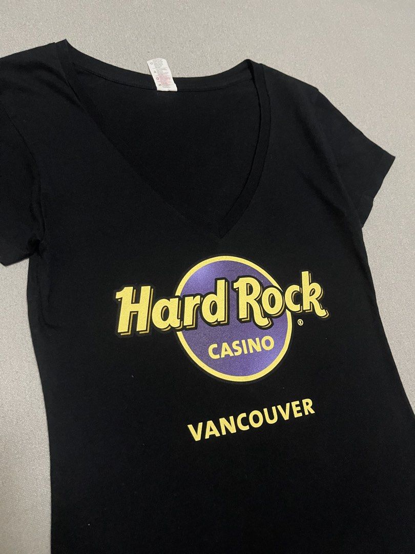 Hard Rock Vneck Tee (Category: Shirts) located in Bulacan. Submitted by sanjisthrift (Listing ID 1466313741, Image 2). Description: Size Small Width 15.5 Length 27 Excellent Condition 9.5/10.