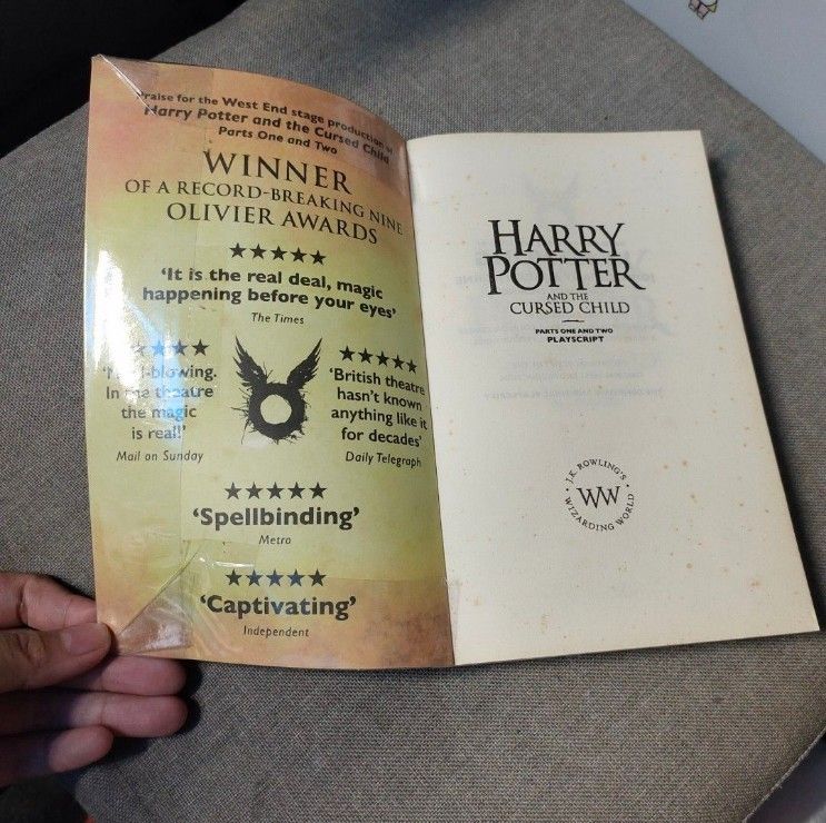Harry Potter and the Cursed Child Playscript Book (Category: Storybooks) located in Quezon City. Submitted by dncpreloved (Listing ID 1466182942, Image 2). Description: - Title: Harry Potter and the Cursed Child, Parts One and Two (Playscript) - Authors: J.K. Rowling, John Tiffany, and Jack Thorne - Format: Paperback - Condition: Clean, readable pages with minor cover edge wear and yellowing from storage - Perfect for fans and collectors of the w