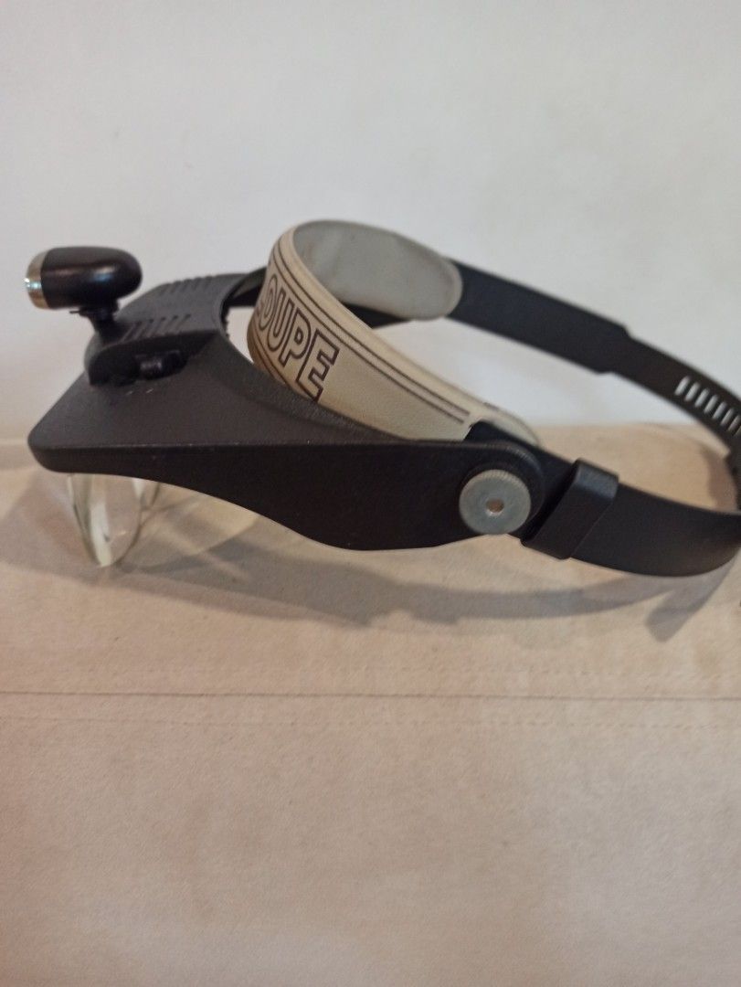 Head Loupe Magnifier Visor with LED Light (As is sa light) (Category: Medical Supplies & Tools) located in Caloocan City. Submitted by rtarellano (Listing ID 1466210505, Image 3). Description: - Adjustable headband magnifier with clear front lenses - Built-in LED light with convenient top power switch. As is sa ilaw - Comfortable padded backing for extended wear - Keeps both hands free for detailed work - Ideal for crafts, hobbies, repairs, and c