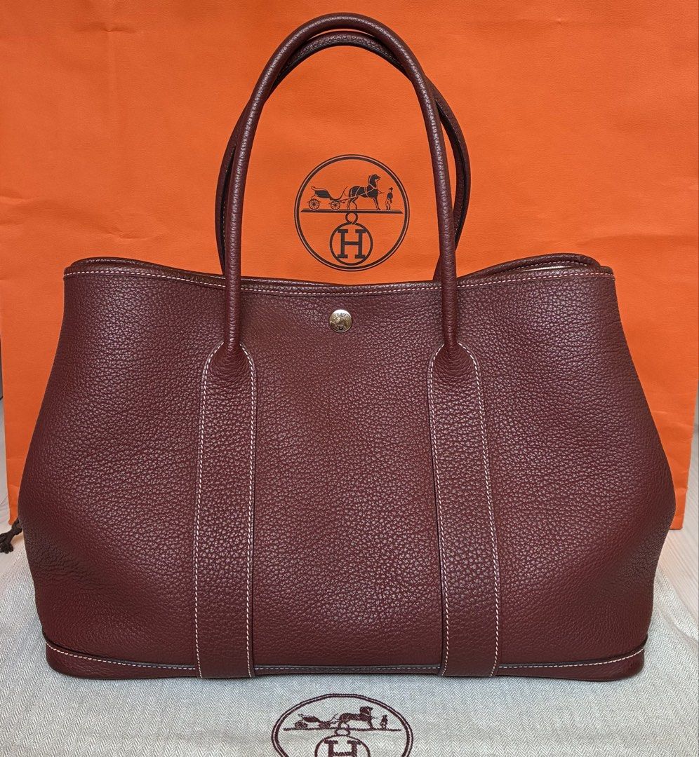 Hermes Garden Party 36 GPT (Category: Luxury Bags & Wallets) located in Marikina City. Submitted by marketphluxury (Listing ID 1466206049, Image 1). Description: Authentic H Garden Party 36 in Rouge H color. Stamp A 2017. In good used condition. Comes with dust bag, paper bag & Legit Grails certificate..