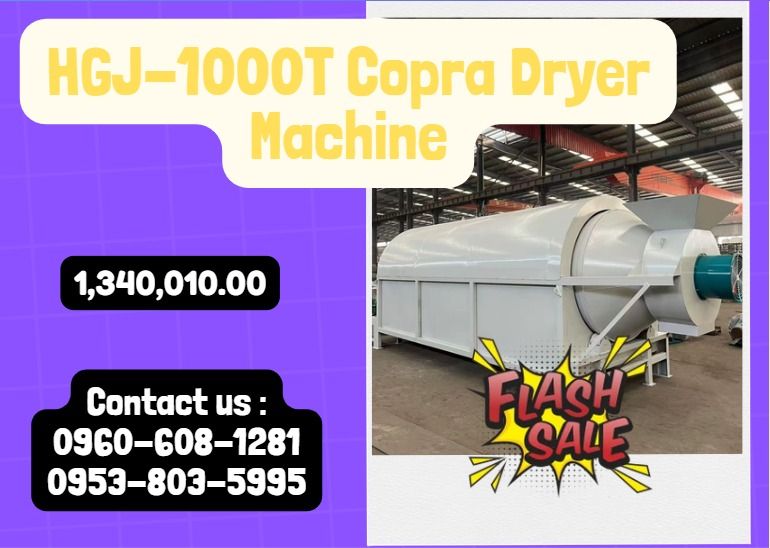 HGJ-1000T Copra Dryer Machine (Category: Everything Else Others) located in Caloocan City. Submitted by 09263834248 (Listing ID 1466164401, Image 1). Description: ●Dimension (mm): 5300-1500-1700 ●Inner size (mm): 1200*3600 ●Power (kw): 66 .