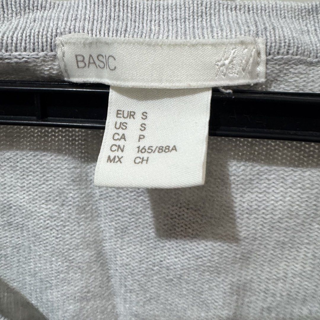 H&M Grey Basic Knit Cardigan Size S (Category: Coats, Jackets and Outerwear) located in Marikina City. Submitted by preloved_n_reloved (Listing ID 1466238113, Image 2). Description: - Brand: H&M Basic - Size: S - Color: Grey - Material: Soft knit - Features: full button front, ribbed cuffs and hem.