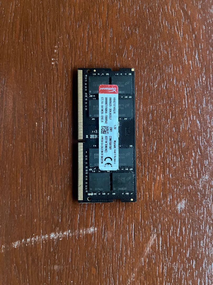 HyperX DDR4 Laptop RAM 8gb (Category: Computer Parts) located in Caloocan City. Submitted by pochpochpochpoch (Listing ID 1466243439, Image 1). Description: 2133 mhz ram, laptop, galing sa lumang laptop na gaming. ideal matest niyo, hindi ko matest kung gumagana pa. gamit na gamit. pampanga meetup preferred..