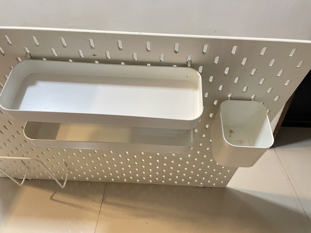 IKEA Skadis Pegboard with Accessories (Category: Office Furniture & Fixtures) located in Los Banos. Submitted by reinabee88 (Listing ID 1466156920, Image 3). Description: - Skadis Pegboard 76x56 cm (with inclusions: all items in the pictures) - Issues as shown in photos due to years of usage (i.e. rust, scratches, etc) - can easily be covered when decorated - purchased a total worth of 2.5k items, bought accessories separately - RFS: decluttering