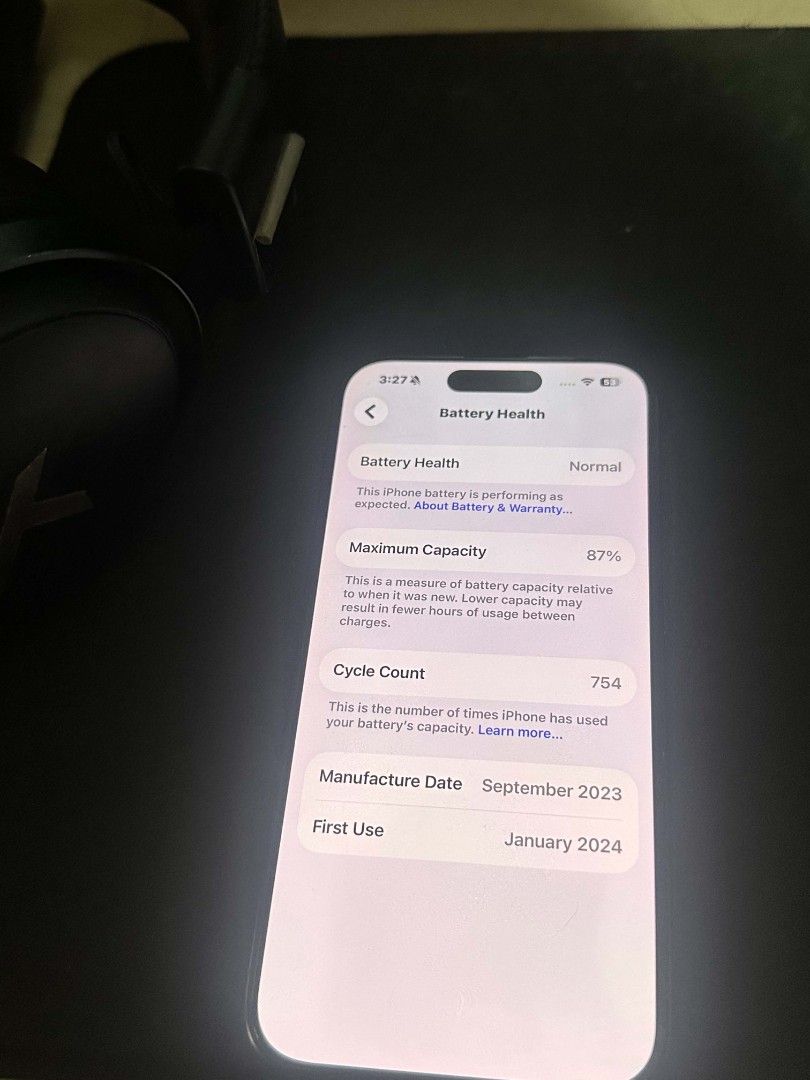 Iphone 15 pro (Category: iPhone 15 Series) located in Valenzuela. Submitted by cezzwhooo (Listing ID 1466297102, Image 3). Description: no issue, no repairs no scratches ntc approved slightly nego.
