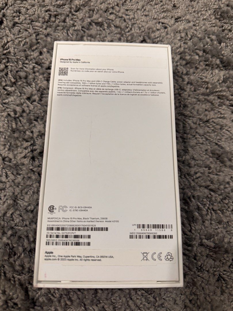 iPhone 15 Pro Max Empty Box-Declutter (Category: Other Mobile & Gadget Accessories) located in Mexico. Submitted by hayascentph (Listing ID 1466302531, Image 2). Description: *Declutter *Mode of payment Gcash/Maya Wallet *Delivery Fee to be shouldered by buyer *We ship Nationwide *Courier JNT or LBC cash on delivery, Cash on pick up in nearest LBC branch Need a new scent? Follow my Facebook page for perfume finds! Facebook Page: Haya Scent Carous