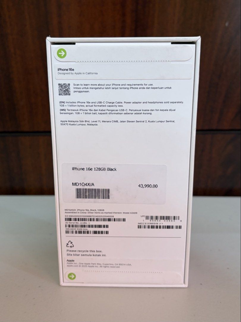Iphone 16e Brandnew Sealed (Category: iPhone 16 Series) located in Quezon City. Submitted by snkreserve (Listing ID 1466201970, Image 2). Description: Iphone 16e Black Brandnew Sealed from the Loop UP Town Center 128gb 34,995 negotiable Can do meetup around SM North, Trinoma, Ayala Vertis, and UST Mode of Payment: Cash, Gcash, Gotyme, BPI IG: snkreserve_.