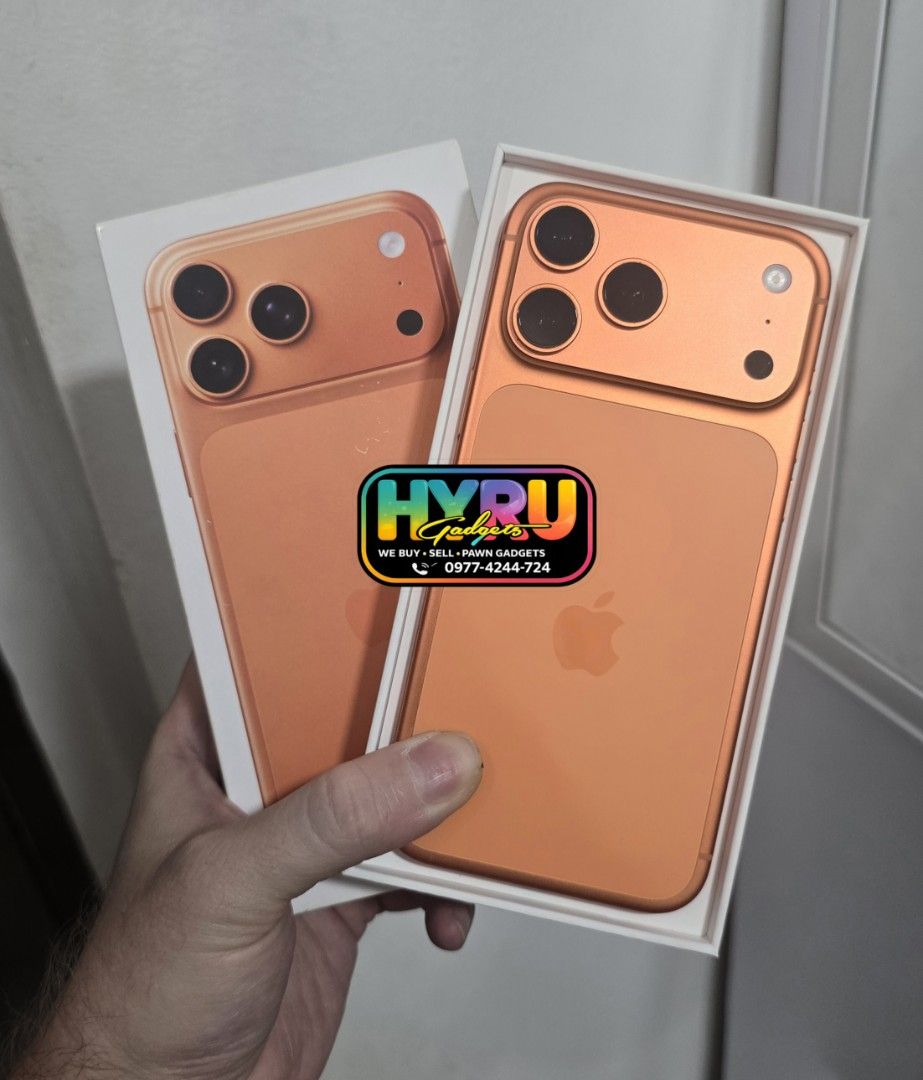 iPhone 17 Pro Max 512GB (Category: iPhone 17 Series) located in Malabon City. Submitted by hyrugadgets (Listing ID 1466309249, Image 1). Description: 17 Pro Max 512GB Color: Orange 93 Battery Health Unused Accessories Price: P.71,990 Loc: Malabon Pin: Hyru Gadgets.