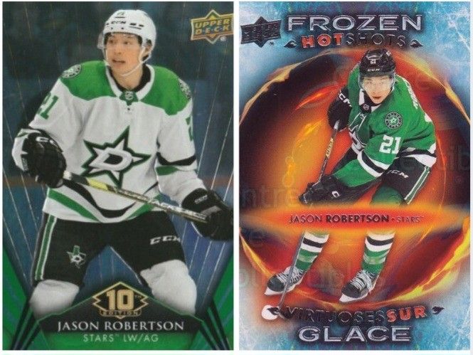 Jason Robertson Two Card Lot (Category: Raw Singles) located in Imus. Submitted by spurgeons (Listing ID 1466220276, Image 1). Description: pics are stock photos of the cars but you will be sent pictures of the actual cards when they arrive eta: before end of october both cards will come toploaded, 50% downpayment to reserve, and 100% refund if order cant be fulfilled +50 shipping fee (to be paid when cards arrive).