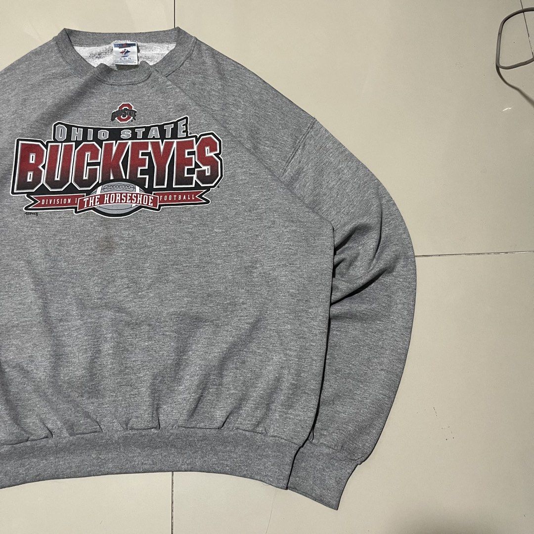 JERZEES OHIO STATE BUCKEYES CREWNECK LONGSLEEVE (Category: Coats, Jackets and Outerwear) located in Manila. Submitted by balanse (Listing ID 1466166656, Image 2). Description: SIZE: XL ON TAG DIMES: 27W X 30L (BOXY) EXCELLENT CONDITION 9.9 HONEST COLOR RATE. NONE ANY ISSUE, WASH ONLY.
