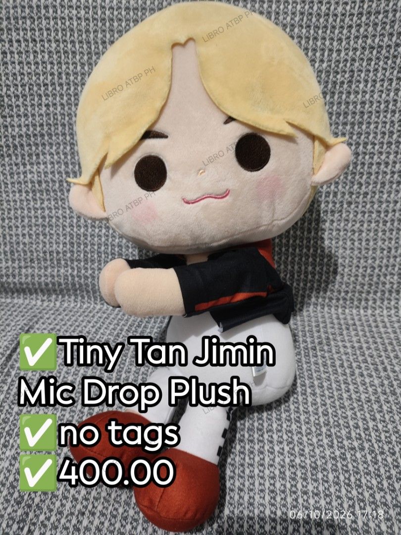 Jimin Plush (Category: K-Wave Merchandise) located in Quezon City. Submitted by libro_atbp (Listing ID 1466254243, Image 1). Description: 🧸💜 TINY TAN / BT21 FOR SALE! ⤷ Personal collection decluttering ✨ ⤷ Paubos sale. ⤷ 📸 Prices are on the photos. ⤷ 📍 North Olympus Subd., Quezon City • pm for inquiries • no cancellations! • PAYO ONLY! FIRST-TO-PAY POLICY MOD: sdd/j&t/flash MOP: gcash/maya/gotyme/maribank.
