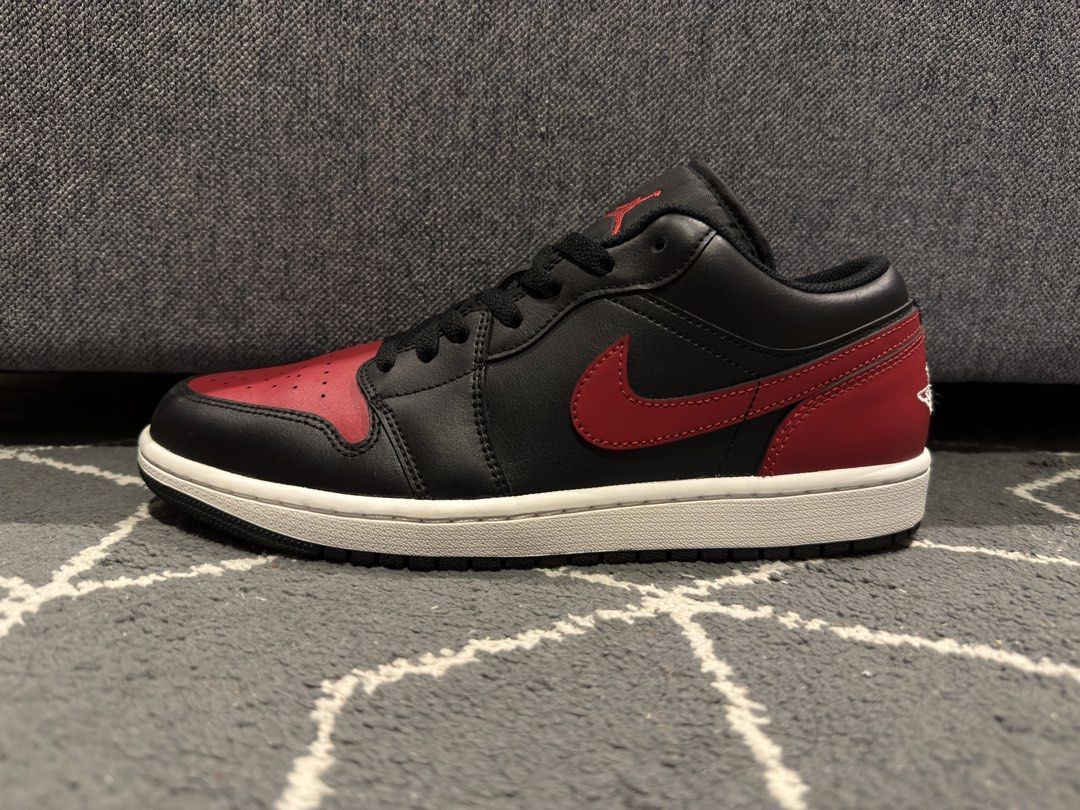 Jordan 1 low Bred Twist (Category: Sneakers) located in Las Pinas. Submitted by elijahdude (Listing ID 1466245197, Image 2). Description: - Selling Air Jordan 1 low Bred Twist. Size 9.5 US men’s. - Price: Php 6,000 FIRM. Brand new price on goat is 8k -9k, used price is 5,948 - 8k (see last two pics). - Used once lang sa mall. Still new condition. NO creasing. NO heel drag. - No box, inuwi ko kasi from the US pa. - Meetups in Alabang Town Center, 