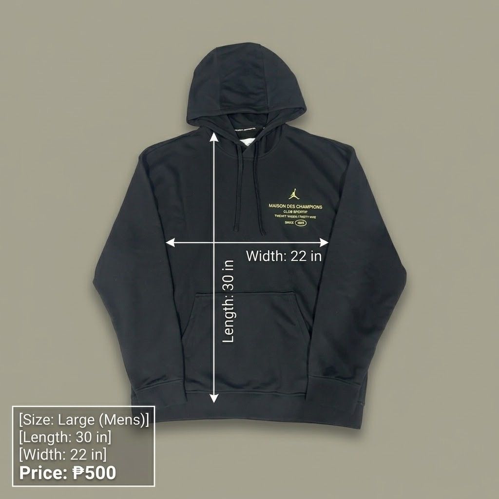 Jordan Hoodie (Preloved) (Category: Coats, Jackets and Outerwear) located in Paranaque City. Submitted by jd7_prelovedclothing (Listing ID 1466325783, Image 1). Description: Bought from the Nike App. Used 2x Vacation. ₱500. Location Paranaque. GCash/Maya/BPI. Lalamove/Grab.