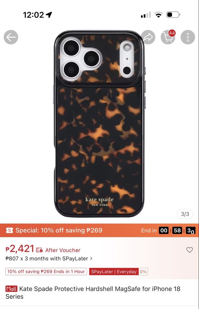 Kate Spade Iphone 17-18 pro max (Category: Cases & Sleeves) located in Manila. Submitted by ninjaninxx (Listing ID 1466183714, Image 2). Description: No box already. No issue Orig price: 2k plus .