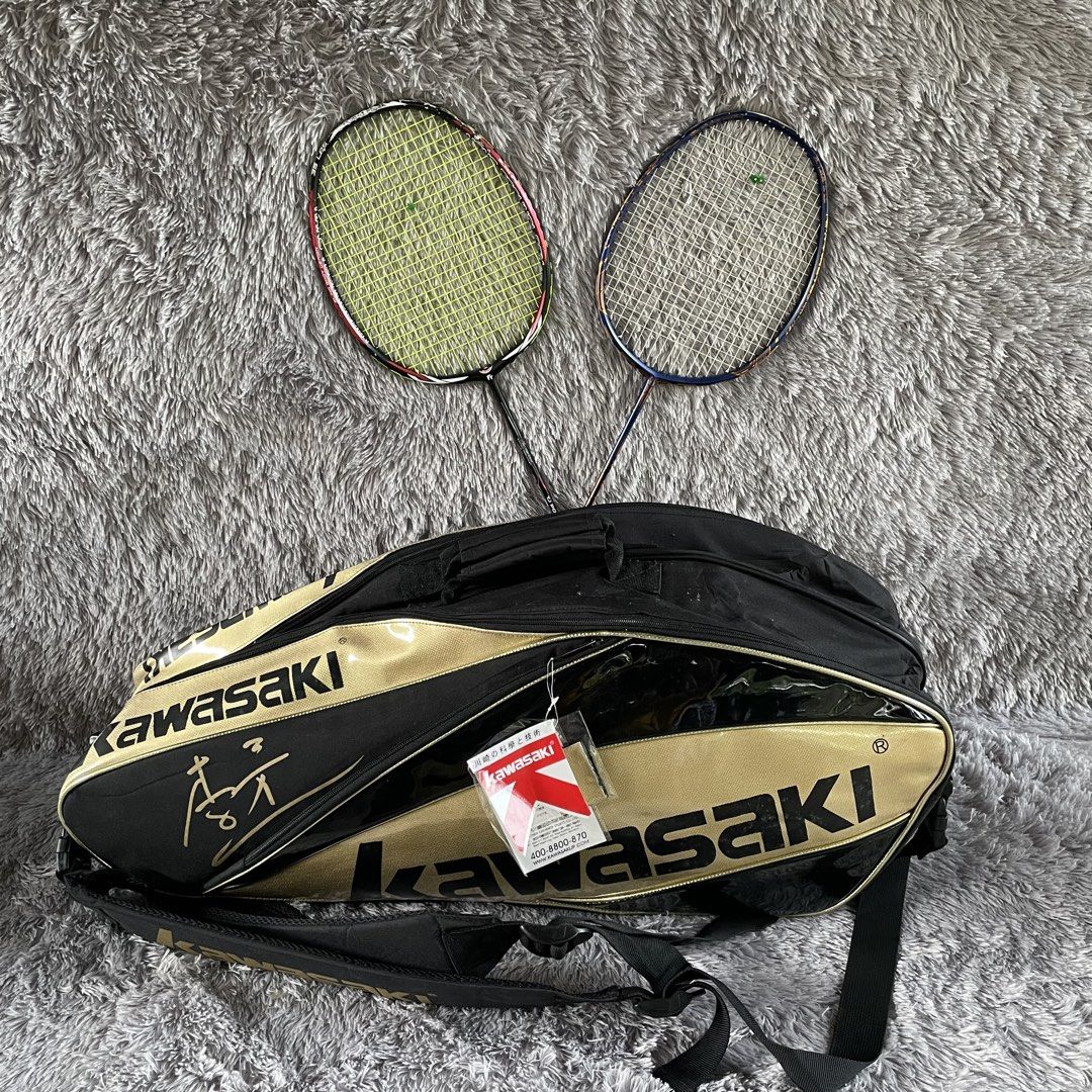 Kawasaki Badminton Bag (Category: Racket and Ball Sports) located in Valencia. Submitted by youngowl.1f71ec (Listing ID 1466177684, Image 2). Description: Good as new No issue Bulk bag 5 compartment with hungtag.