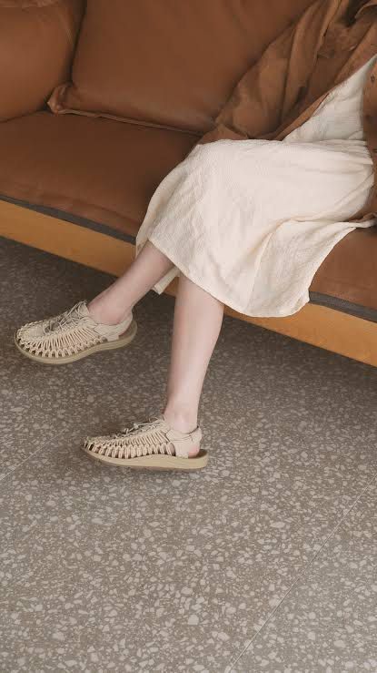 KEEN Uneek Sandals Beige (Category: Flats & Sandals) located in Magalang. Submitted by anna_01245 (Listing ID 1466274143, Image 2). Description: KEEN Uneek cord sandals in beige. Adjustable bungee lace system for a secure fit. Breathable woven construction with anatomical footbed support. Grippy rubber outsoles. Clean condition with minimal wear underneath. Great for walking, outdoor trips, or casual everyday wear. Comfortable slip-on design that