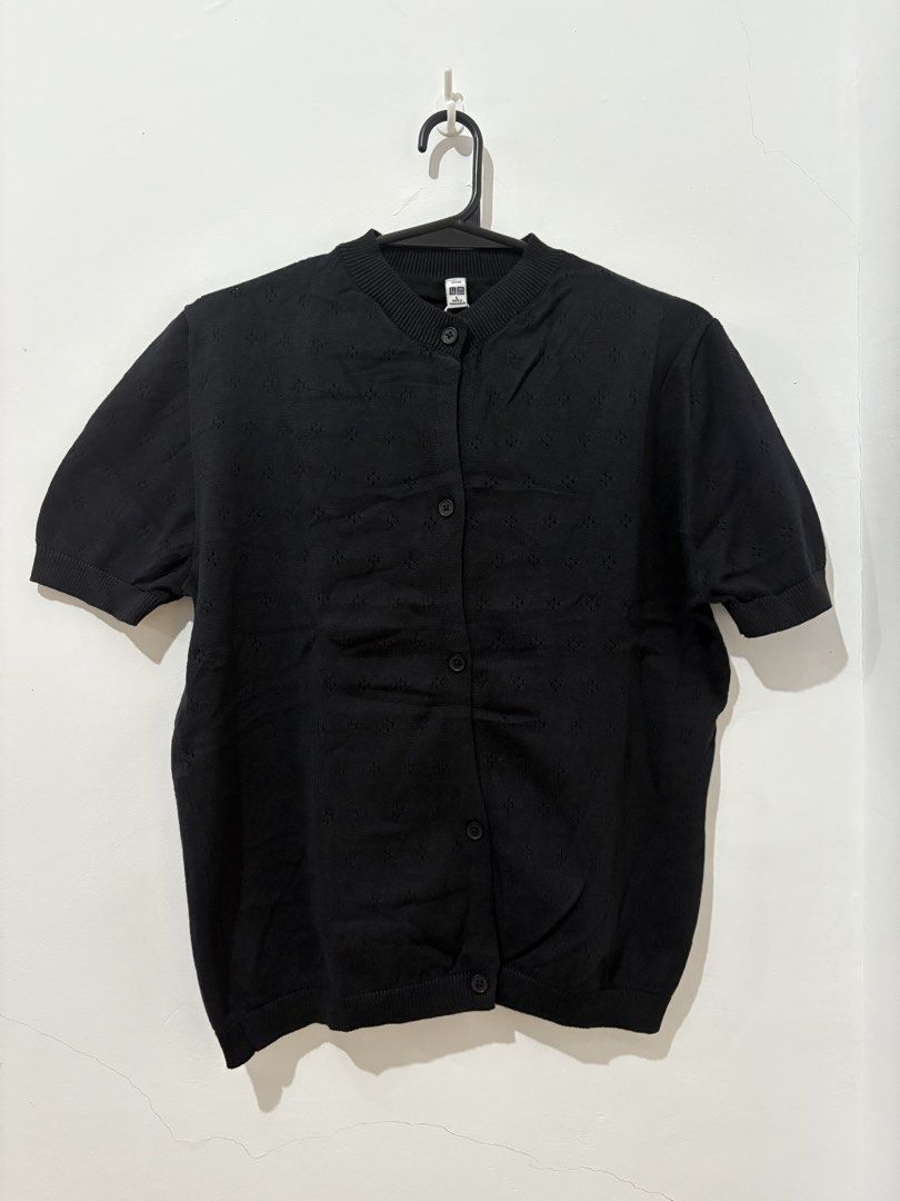 Knitted Button Down Top/ Cardigan (Category: Blouses) located in Manila. Submitted by coolphoenix_f1e702 (Listing ID 1466291317, Image 1). Description: Knitted Button Down Blouse for Women Large on tag Bust-36 to 38” Uniqlo Overrun Bangladesh made.