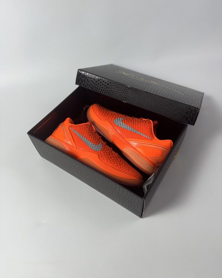 Kobe 6 Protro 'Total Orange' (Category: Sneakers) located in Calamba. Submitted by theartofpeerpressurelgn (Listing ID 1466233455, Image 1). Description: Kobe 6 'Total Orange' Size 8.5 US men's Brand new, complete. ₱19,000 only 💯 Guaranteed Authentic 💳 Layaway available 📍 Calamba City, Laguna 🚚 Lalamove / LBC DM us to purchase. FB: THE ART OF PEER PRESSURE IG: @theartofpeerpressurelgn.