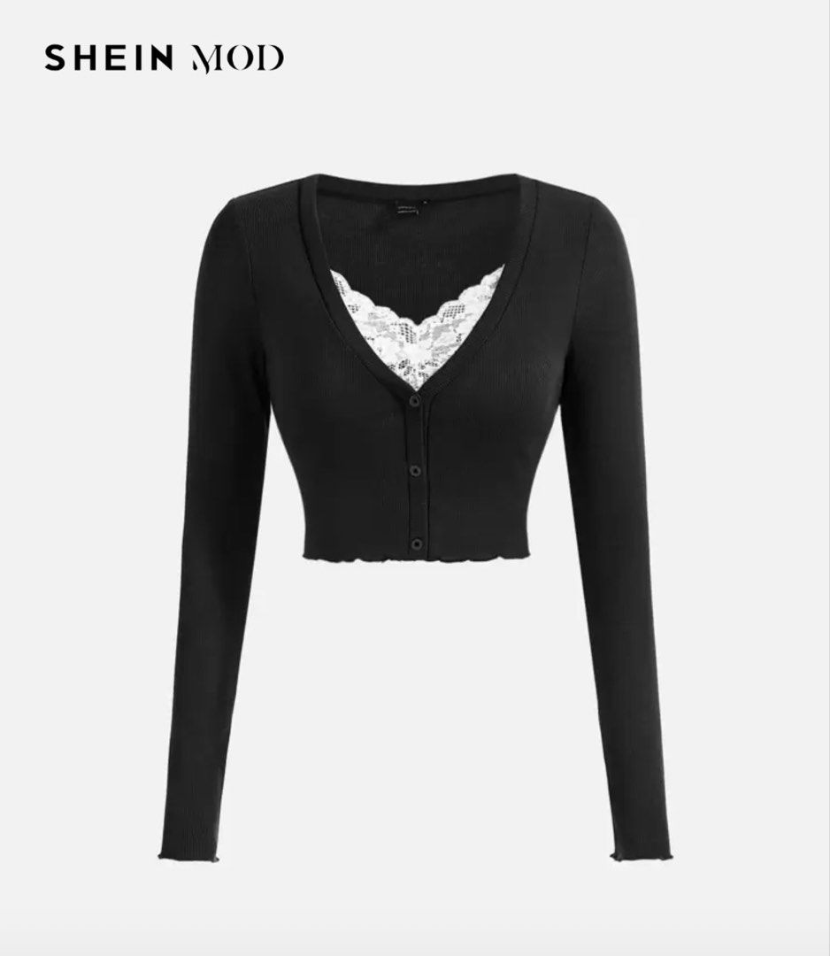 Lace Button Front Ribbed Tee (Category: Longsleeves) located in Cebu City. Submitted by archivefinds (Listing ID 1466201185, Image 1). Description: .