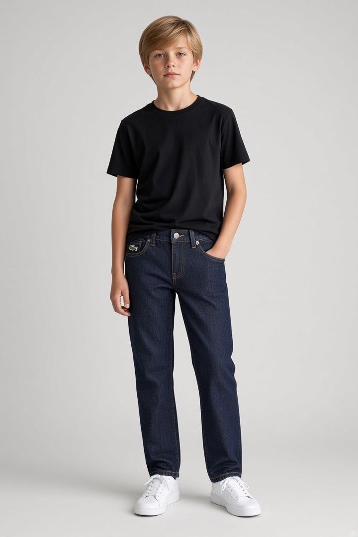 Lacoste denim jeans (Category: Babies & Kids Fashion) located in Lipa City. Submitted by lifestyled (Listing ID 1466283003, Image 1). Description: Lacoste denim jeans Size 4 W- 10.5” (garterized waist) L- 25” Color rate 10/10 💯 Authentic.