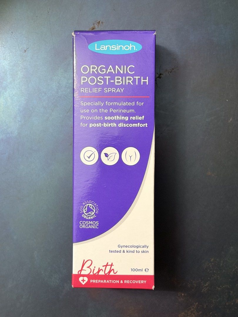 Lansinoh Organic Post-Birth Relief Spray 100ml (Category: Maternity Care) located in Manila. Submitted by xtinramirez (Listing ID 1466292327, Image 1). Description: - Brand new and unopened in original box - 100ml bottle size - Designed to soothe perineal discomfort after childbirth - Gynecologically tested and kind to sensitive skin - Cosmos Organic certified natural formula.