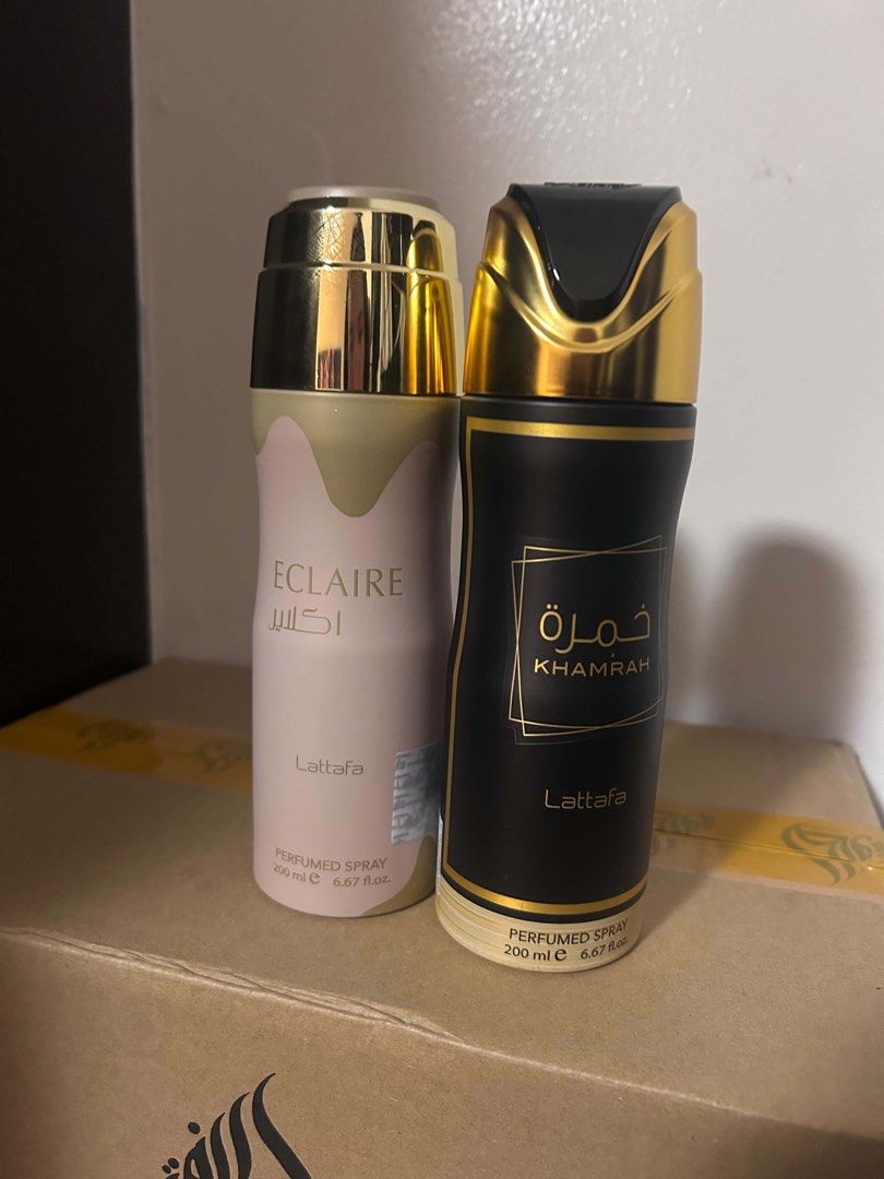 Lattafa Perfumed Spray - Asad, Eclaire, Khamrah (Category: Fragrance & Deodorants) located in Davao. Submitted by afkusain (Listing ID 1466294760, Image 2). Description: Authentic Perfumed Spray - available variants: Asad (Black & Gold), Eclaire (Pink & Gold), Yara (Pink) and Khamrah (Black & Gold) inclusions: official lattafa paperbag •can show official receipt for authenticity check •scan qr for authenticity check • davao-based / meetup • can d