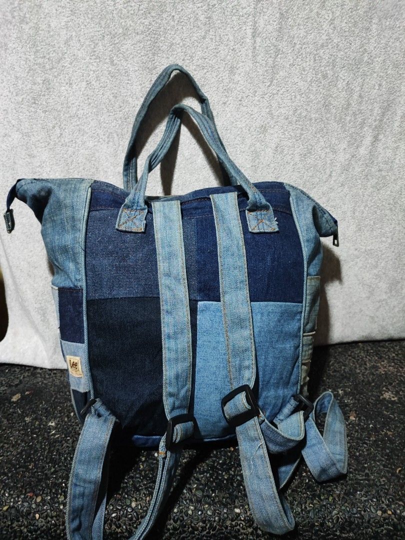 Lee Denim Patchwork Backpack (Category: Backpacks) located in Baguio. Submitted by jayrgijc52758 (Listing ID 1466168228, Image 3). Description: Lee denim patchwork backpack Large size Eng mehel din 1k nalangs.
