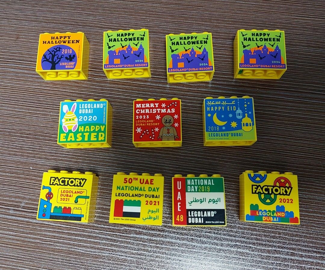 Legoland Dubai commemorative printed LEGO bricks collection (Category: Lego & Building Sets) located in Pasig City. Submitted by liezel-liezel (Listing ID 1466304109, Image 1). Description: 200 EACH Pasig City location Shipping at your expense.