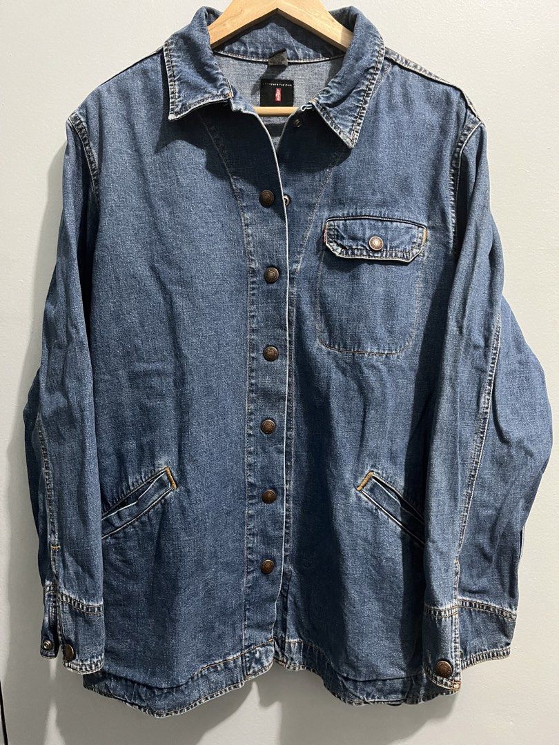 Levis 1990s Denim Chore Jacket (Category: Coats, Jackets and Outerwear) located in Manila. Submitted by mkjah (Listing ID 1466294955, Image 1). Description: Levis 90s Chore Jacket Classic utilitarian workwear Size: tag Large (W) 23.5 (L) 29.5 (S) 24 (Sh) 19.5 Color may vary due to lighting Price 1500 plus shipping Please manage your expectations before placing your order. Please note that there may be stains or anything. the pictures will be post