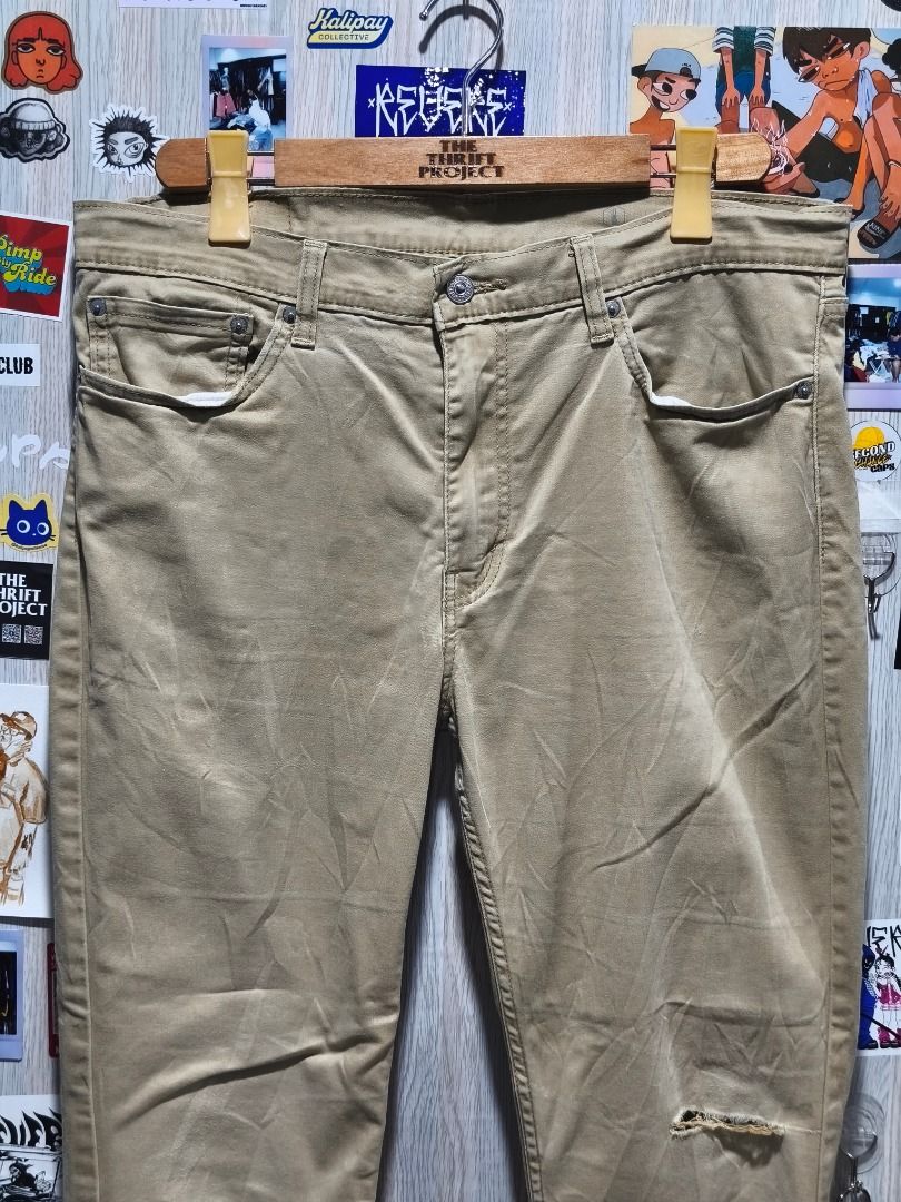 Levi's 511 Slim Fit Khaki Pants (Category: Jeans) located in Davao. Submitted by thethriftproject082 (Listing ID 1466298784, Image 2). Description: NP-5 - Levi's (Khaki) 511 📍𝐌𝐈𝐍𝐄: 550 📍𝐒𝐈𝐙𝐄 𝐎𝐍 𝐓𝐀𝐆: 36 📍𝐃𝐈𝐌𝐄𝐒: 36 x 41 📍Knee Distressing.