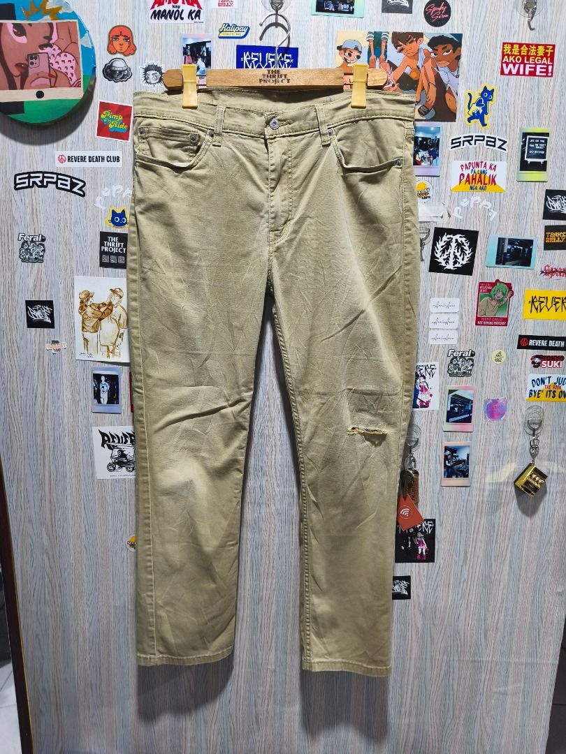 Levi's 511 Slim Fit Khaki Pants (Category: Jeans) located in Davao. Submitted by thethriftproject082 (Listing ID 1466298784, Image 1). Description: NP-5 - Levi's (Khaki) 511 📍𝐌𝐈𝐍𝐄: 550 📍𝐒𝐈𝐙𝐄 𝐎𝐍 𝐓𝐀𝐆: 36 📍𝐃𝐈𝐌𝐄𝐒: 36 x 41 📍Knee Distressing.