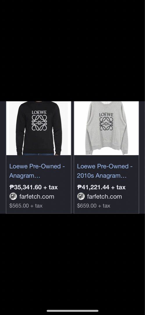LOEWE Anagram Crewneck (Category: Earphones) located in Manila. Submitted by raremountain00 (Listing ID 1466320381, Image 2). Description: Authentic Excellent condition 21 x 25 dimes Medium Fit Men Large to xl Women No issue.