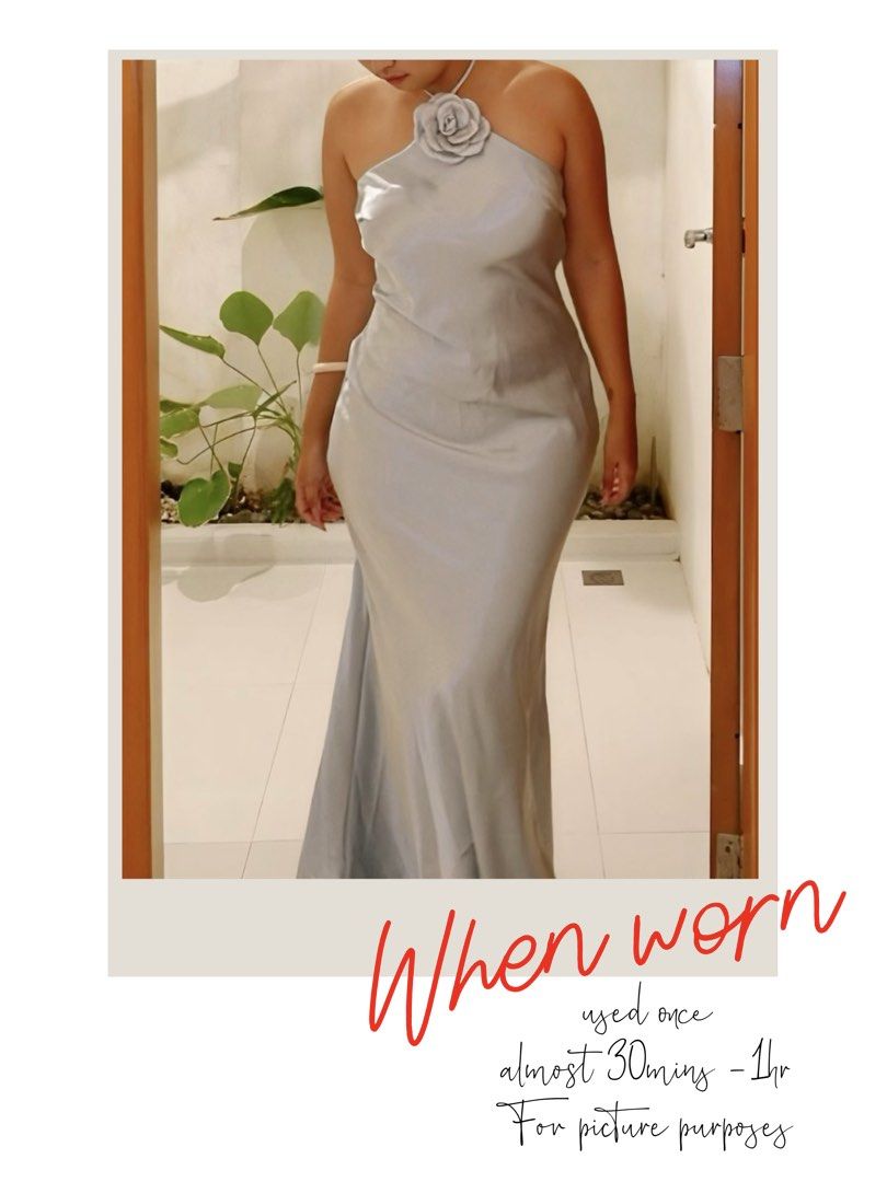 Long Elegant Satin Dress (Category: Dresses) located in Manila. Submitted by aaascollection_ (Listing ID 1466329550, Image 3). Description: User Once For picture purposes only Color blue Satin fabric Best for elagant event .