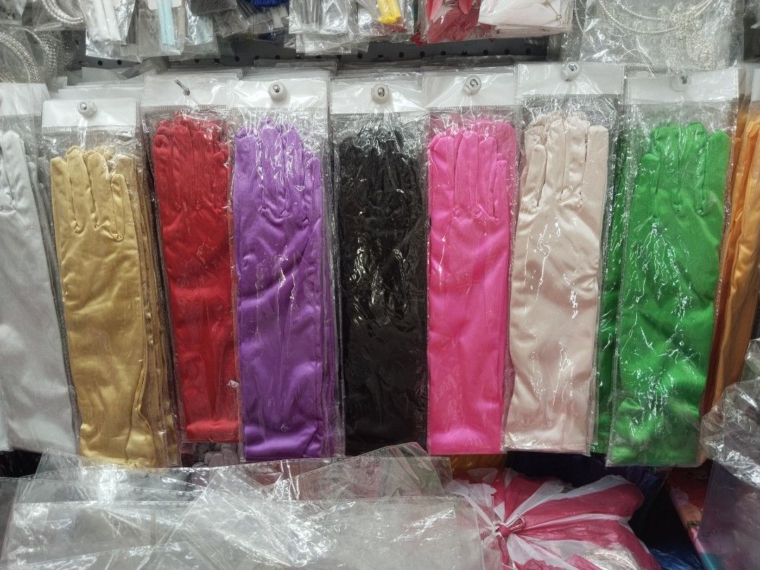 Long Satin and Lace Evening Gloves Multiple Colours Available (Category: Gloves) located in Manila. Submitted by zdmal (Listing ID 1466183918, Image 3). Description: - Elegant elbow-length gloves for formal events, parties, dances, and costumes - Available in 8 vibrant colours: red, blue, gold, white, purple, black, pink, and green - Made with a smooth satin finish, plus a gorgeous lace pattern option - Individually packed in clear plastic bags w