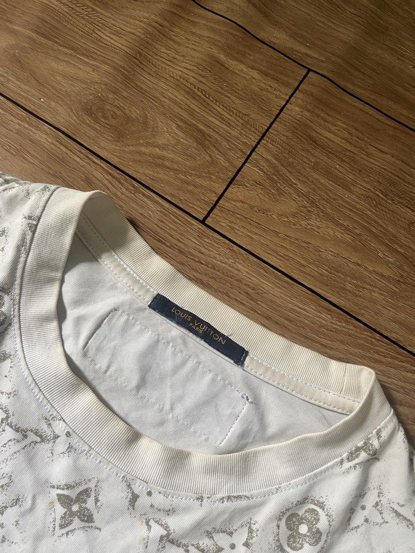 Louis Vuitton AOP Monogram Tshirt (Category: Tshirts & Polo Shirts ) located in Manila. Submitted by tvrfinds (Listing ID 1466209817, Image 2). Description: Louis Vuitton AOP Monogram Tshirt Size 2XL on tag Dimes: W - 23 L - 28.5 -Complete tags -Color rate: 9/10 -Issue/s: Multiple stains/Needs wash -Very good condition 📩📩.