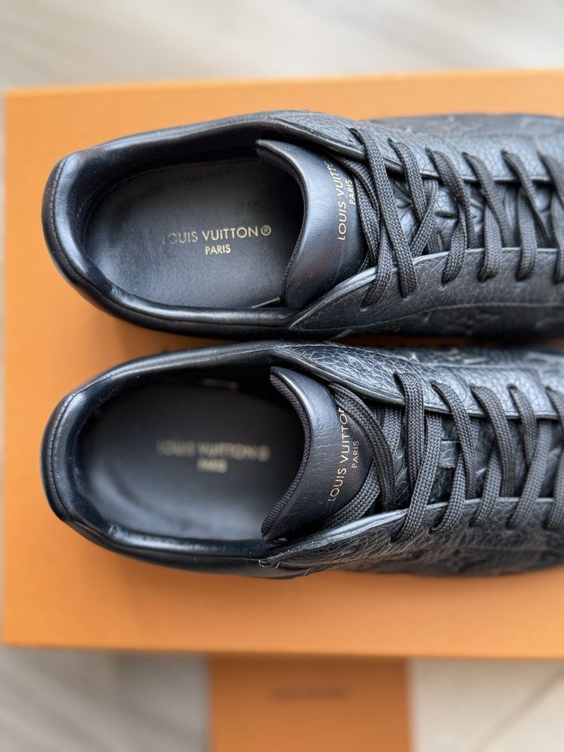 LOUIS VUITTON LUXEMBOURG SNEAKERS | BLACK MONOGRAM | PRISTINE CONDITION (Category: Sneakers) located in Manila. Submitted by lessismore_9x (Listing ID 1466229539, Image 3). Description: LOUIS VUITTON LUXEMBOURG SNEAKERS | BLACK MONOGRAM | PRISTINE CONDITION A timeless Louis Vuitton Luxembourg sneaker in black grained calfskin leather, featuring the classic embossed LV Monogram pattern. This pair has been lightly used and exceptionally well mainta