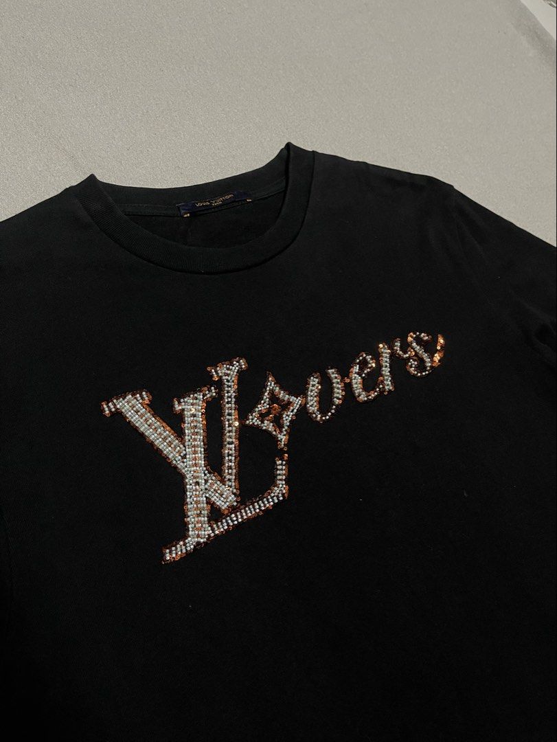 Louis Vuitton Rhinestones Shirt (Category: Luxury Apparel) located in Bulacan. Submitted by sanjisthrift (Listing ID 1466312483, Image 2). Description: Size Medium to Large Width 22 Length 28.5 Very Good Condition 9/10.