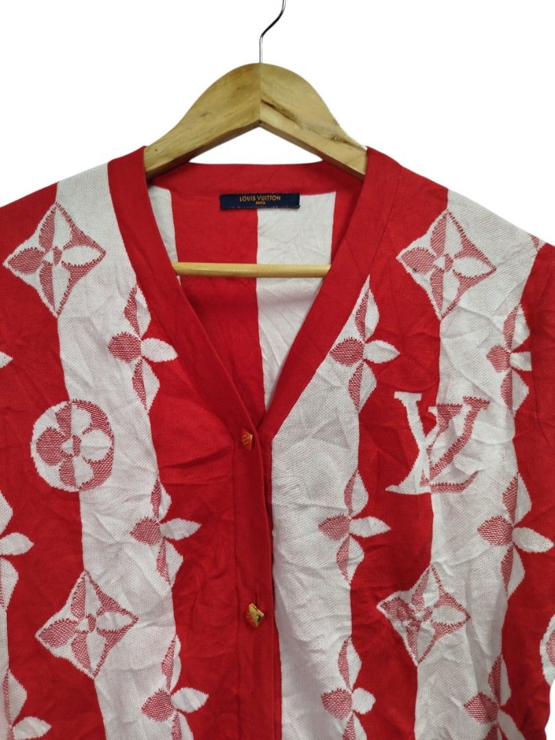 Louis Vuitton short-sleeve V-neck cardigan (Category: Others Tops) located in Bayombong. Submitted by Gentlemans_ClosEt (Listing ID 1466222000, Image 2). Description: Louis Vuitton short-sleeve V-neck cardigan Size Large on tag Dimes: W17 x L25 Excellent condition No issues.