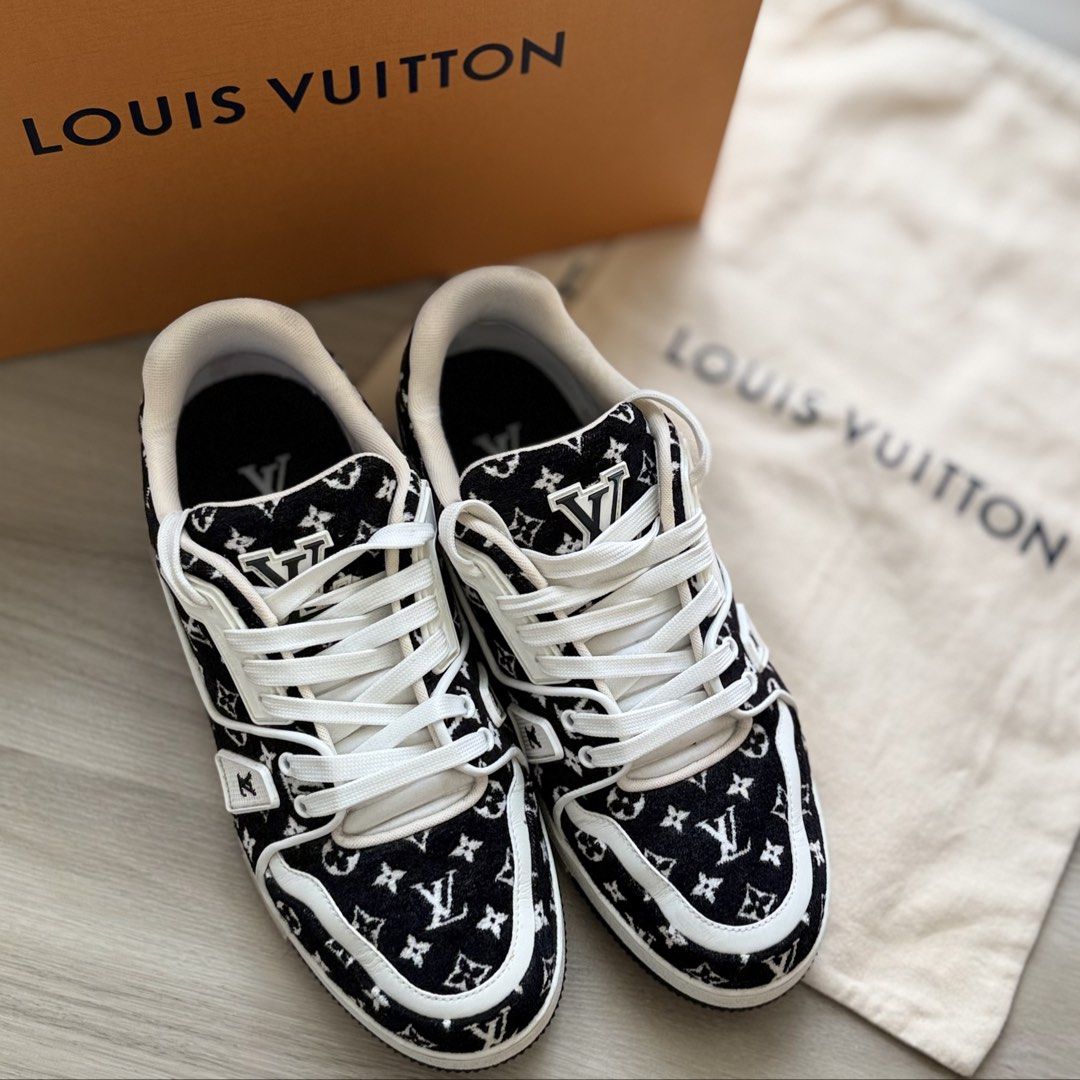 LOUIS VUITTON TRAINER | BLACK & WHITE MONOGRAM | PRISTINE CONDITION (Category: Sneakers) located in Manila. Submitted by lessismore_9x (Listing ID 1466220544, Image 2). Description: LOUIS VUITTON LV TRAINER | BLACK & WHITE MONOGRAM A distinctive Louis Vuitton LV Trainer featuring the iconic Monogram in a striking black-and-white combination. The textured Monogram detailing and contrasting white accents give this pair a refined yet statement-makin
