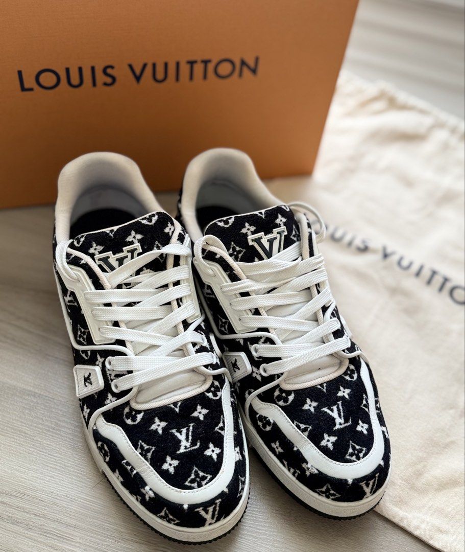 LOUIS VUITTON TRAINER | BLACK & WHITE MONOGRAM | PRISTINE CONDITION (Category: Sneakers) located in Manila. Submitted by lessismore_9x (Listing ID 1466220544, Image 1). Description: LOUIS VUITTON LV TRAINER | BLACK & WHITE MONOGRAM A distinctive Louis Vuitton LV Trainer featuring the iconic Monogram in a striking black-and-white combination. The textured Monogram detailing and contrasting white accents give this pair a refined yet statement-makin
