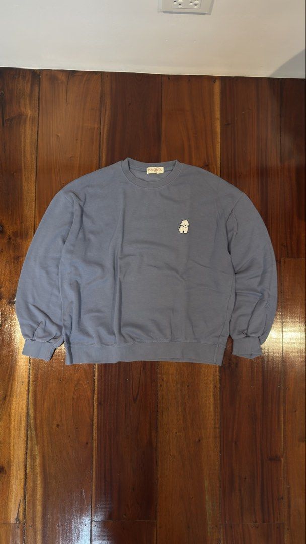 Magenta Seoul Sweatshirt (Category: Coats, Jackets and Outerwear) located in Manila. Submitted by royalgem-3655 (Listing ID 1466271833, Image 1). Description: - Brand/Source: Bought in Korea - Color/Design: Magenta blue with embroidered dog graphic - Material: Super cozy fabric - Fit: Relaxed, oversized crewneck - Details: Ribbed cuffs and hem - Condition: Barely worn - Styling: Perfect with jeans or sweatpants for a lazy day outfit.