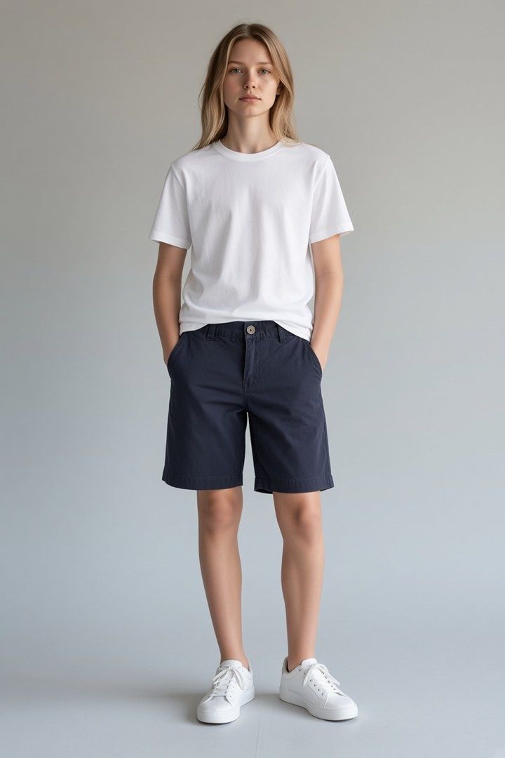 Mango Chino Shorts (Category: Babies & Kids Fashion) located in Lipa City. Submitted by lifestyled (Listing ID 1466182100, Image 1). Description: Mango chino shorts navy Size 11-12 Bottom- W-13” L- 15.5” Color rate- 9/10 💯 Authentic.