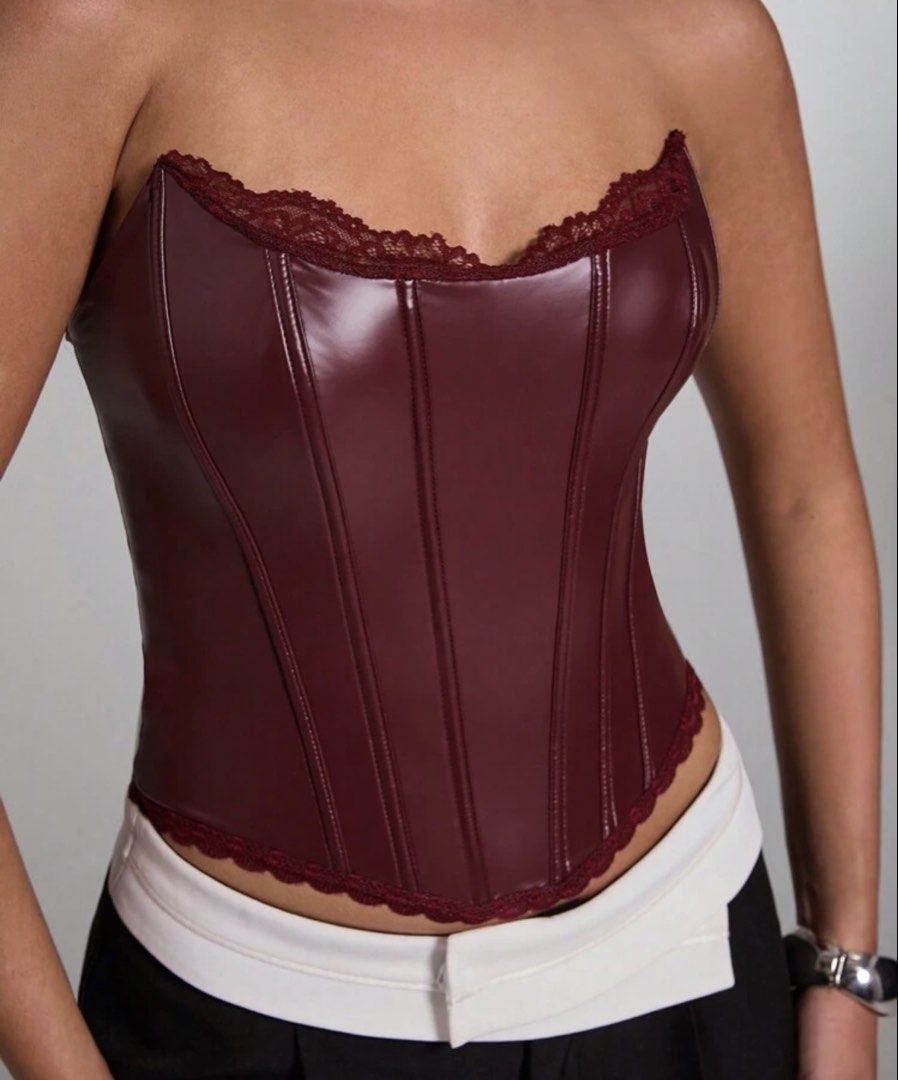MAROON RED CORSET (Category: Sleeveless) located in Manila. Submitted by safetiger.351a36 (Listing ID 1466299799, Image 2). Description: Size: Small In very good condition Used once Adjustable in the back.